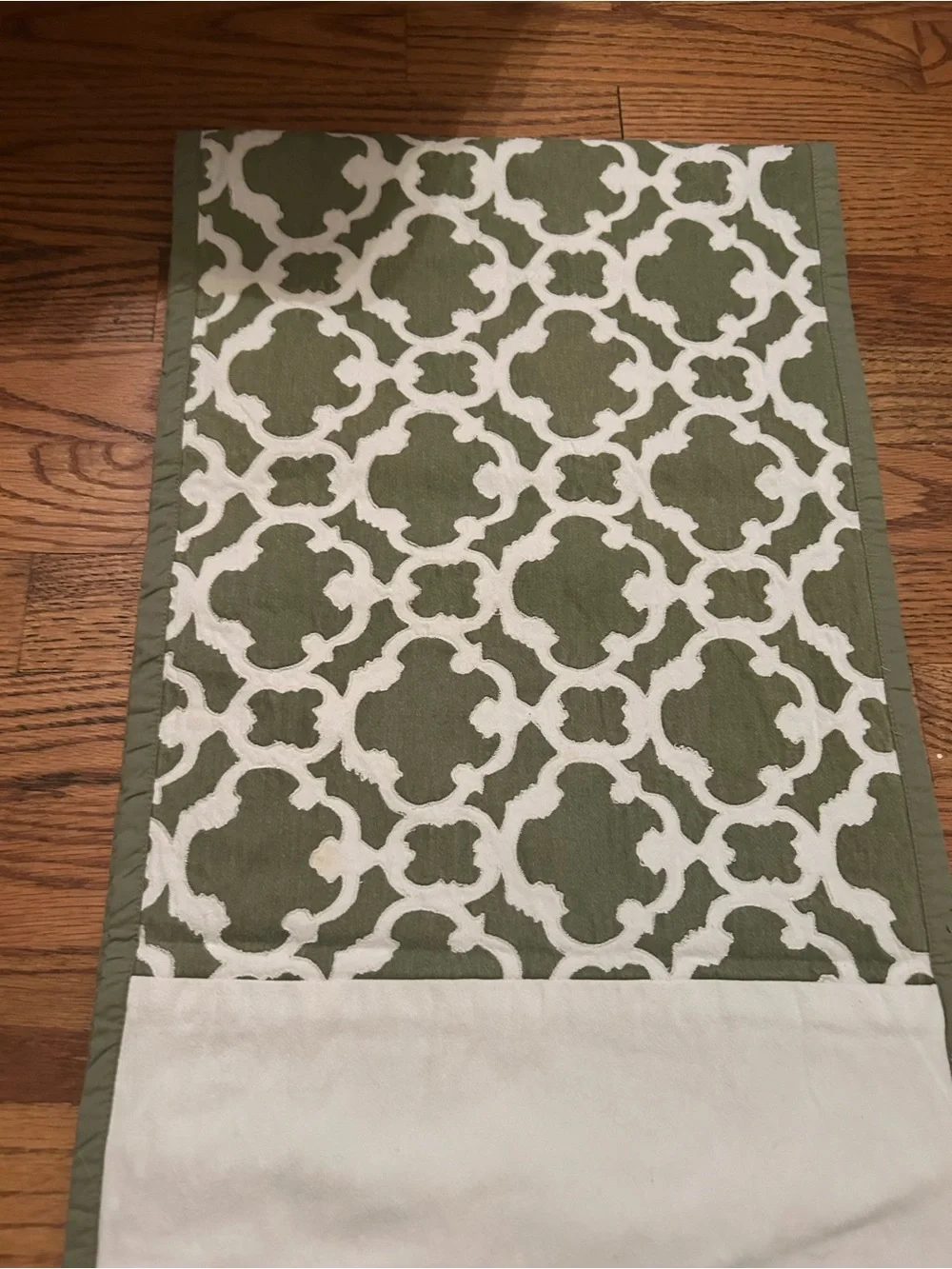 Green & White Cottagecore Inspired Table Runner